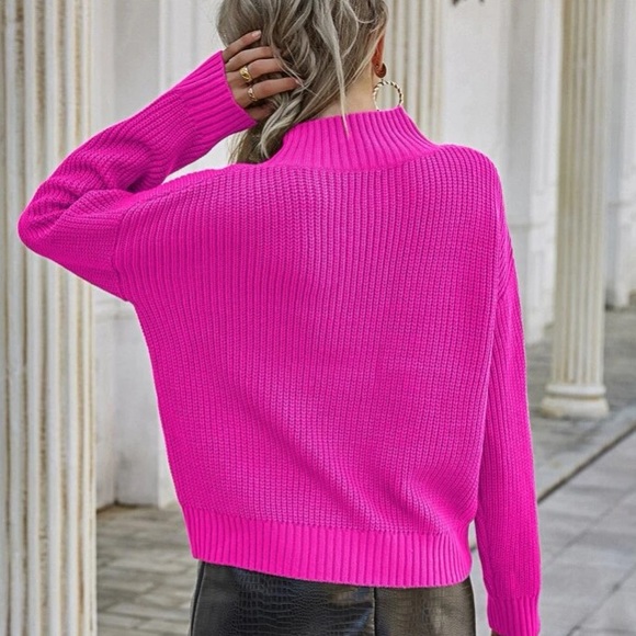Ribbed Knit Mock Neck Sweater. - Picture 12 of 16